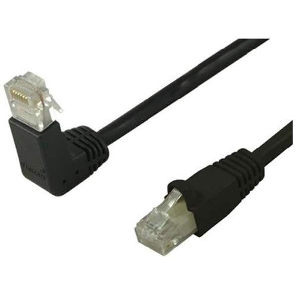 50' CAT5e (350 MHz) UTP Network Cable - Down-Straight Angled Connectors - Black